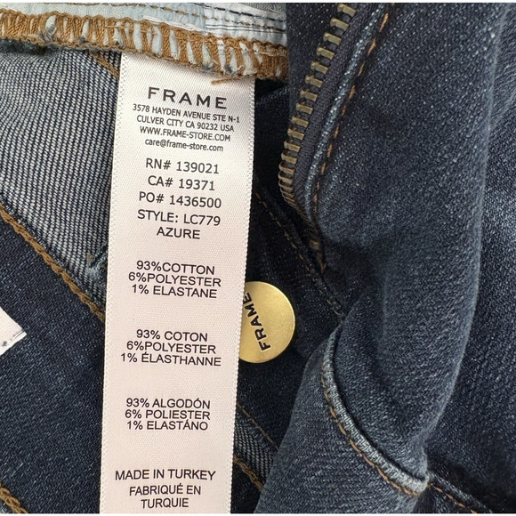 FRAME Le Cutoff Denim Shorts Dark Wash Jeans Raw Hem Mid Rise Nordstrom Size 28 - Picture 7 of 10